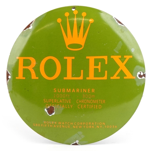 2550 - Rolex Submariner convex enamel advertising sign, 29.5cm in diameter