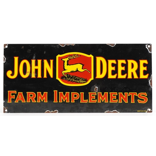 2544 - Agricultural interest John Deer Farm Implements enamel advertising sign, 45cm x 21cm