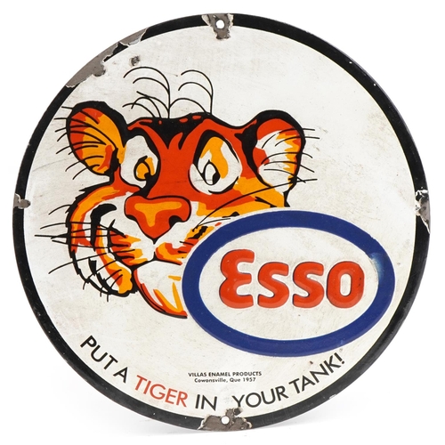 2549 - Automobilia interest Esso Put a Tiger in Your Tank enamel advertising sign, 30.5cm in diameter