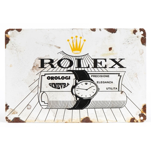 2547 - Rectangular Rolex enamel advertising sign, 30cm x 20cm