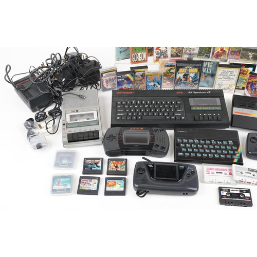 1200 - Vintage games consoles, accessories and games including Atari Lynx, Atari 2600, Sinclair ZX Spectrum... 