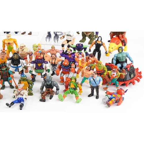 1157 - Collection of vintage and later toys, predominantly action figures, including World Wrestling Entert... 