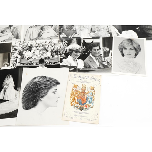 1661 - Royal interest Prince of Wales and Lady Diana Spencer black and white wedding press photographs and ... 