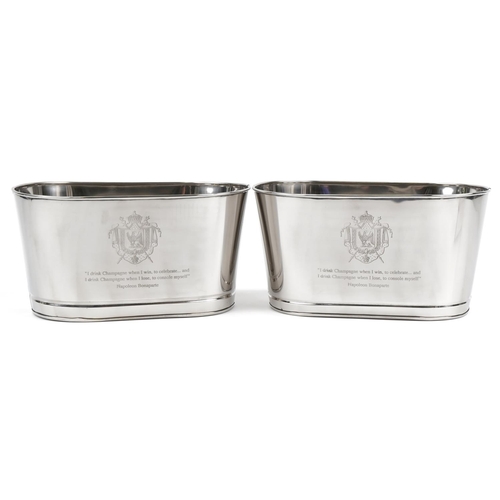 Pair of Champagne ice buckets with Napoleon Bonaparte mottos, each 18cm