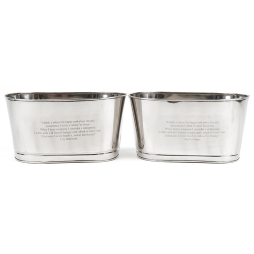 Pair of Champagne ice buckets with Napoleon Bonaparte mottos, each 18cm