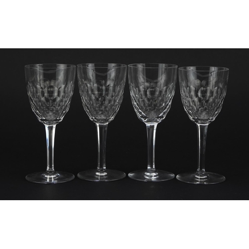 2298 - Baccarat, Set of four French cut crystal wine glasses, 14.5cm high