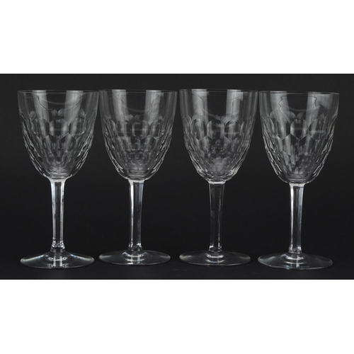 2291 - Baccarat, Set of four French cut crystal wine glasses, 18.5cm high