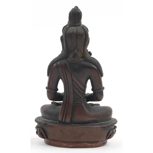 71 - 18th Century Chino Tibetan bronze/copper buddha figure of Tara, 15cms tall