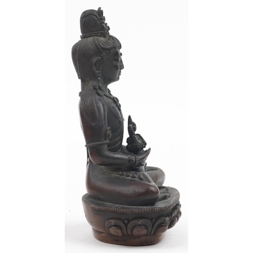 71 - 18th Century Chino Tibetan bronze/copper buddha figure of Tara, 15cms tall