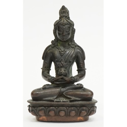 71 - 18th Century Chino Tibetan bronze/copper buddha figure of Tara, 15cms tall