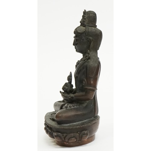 71 - 18th Century Chino Tibetan bronze/copper buddha figure of Tara, 15cms tall