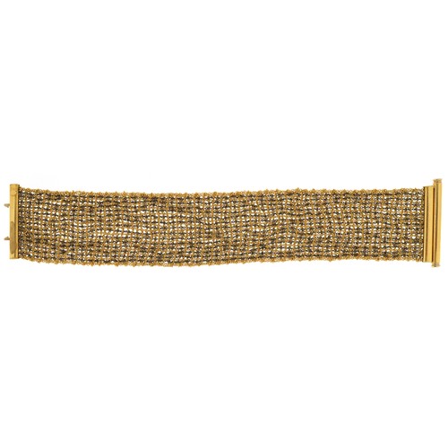7 - Good quality Italian 18ct two tone gold mesh bracelet, 18cm in length, 39.7g