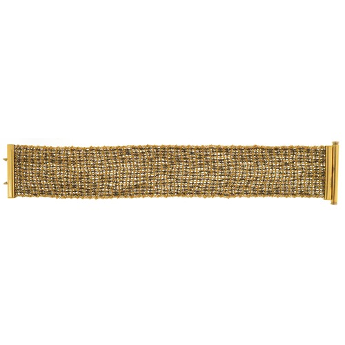 7 - Good quality Italian 18ct two tone gold mesh bracelet, 18cm in length, 39.7g