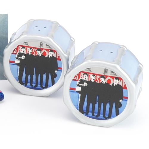 2281 - The Beatles collectables including Subafilms Ltd salt and pepper shakers and a Now & Then clear viny... 