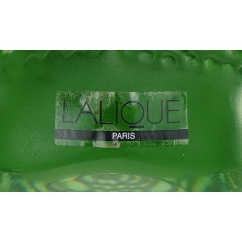 85 - Lalique, French frosted green glass Gregory toad paperweight with label, etched Lalique France, 10.5... 