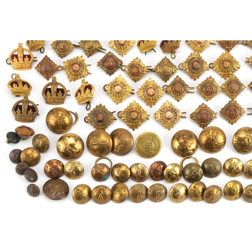 1382 - Collection of military interest Royal Corps of Signals buttons, pips and cap badges