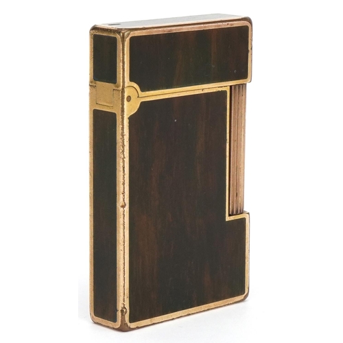 2573 - S T Dupont, French gold plated and brown enamel pocket lighter