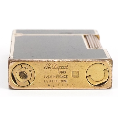 2573 - S T Dupont, French gold plated and brown enamel pocket lighter