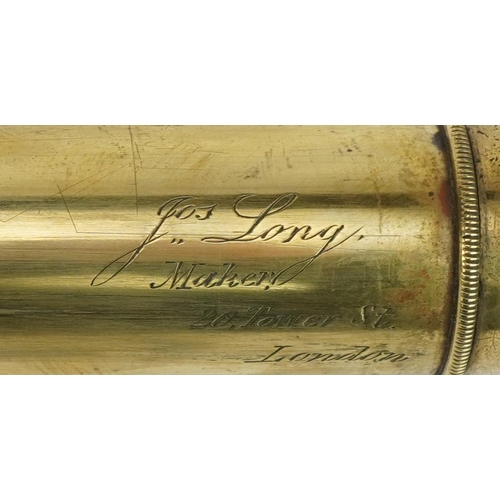 2640 - Victorian seven draw brass telescope with leather case by Jas Long of 20 Tower Street London