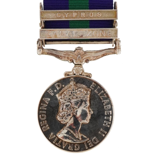 1367 - Elizabeth II General Service medal awarded to T/22994931DVR.G.J.WILLIAMS.RASC with Cyprus and Canal ... 