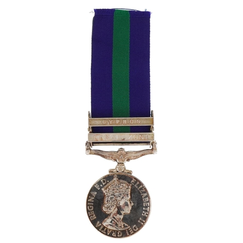 1367 - Elizabeth II General Service medal awarded to T/22994931DVR.G.J.WILLIAMS.RASC with Cyprus and Canal ... 