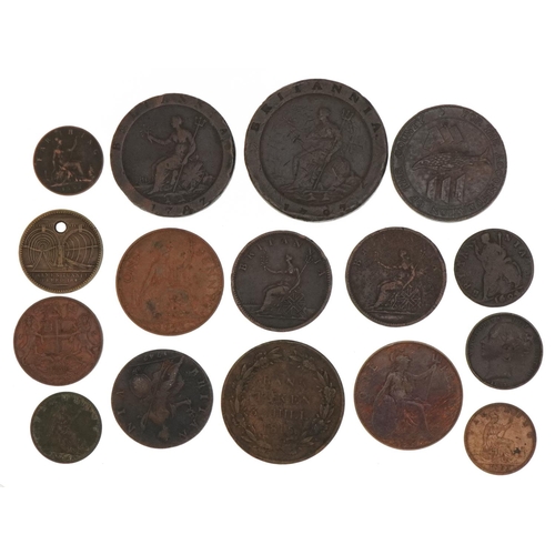 1563 - William & Mary and later British coinage and tokens including Cartwheel penny and George III 1815 ba... 