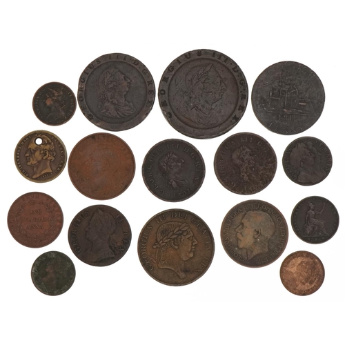 1563 - William & Mary and later British coinage and tokens including Cartwheel penny and George III 1815 ba... 