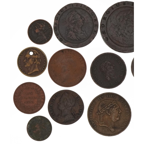 1563 - William & Mary and later British coinage and tokens including Cartwheel penny and George III 1815 ba... 