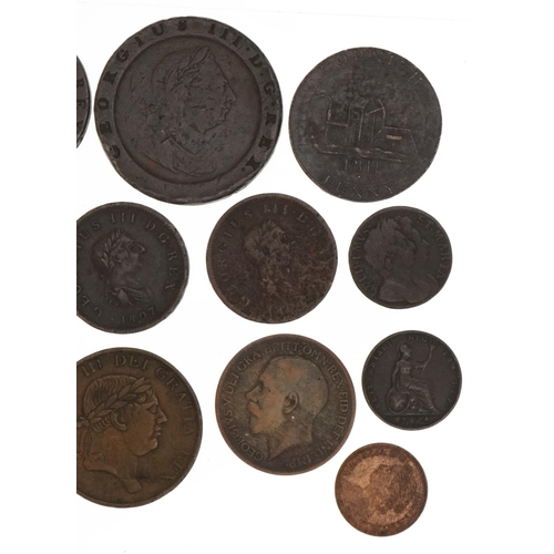 1563 - William & Mary and later British coinage and tokens including Cartwheel penny and George III 1815 ba... 