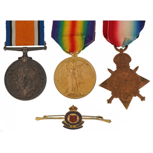 1338 - British military World War I trio with Royal Army Ordnance Corps sweetheart brooch, the trio awarded... 