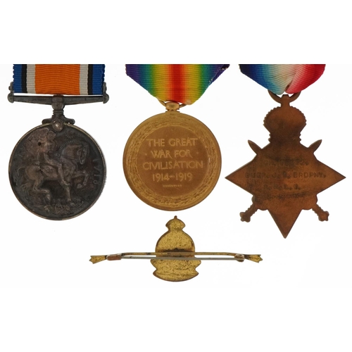 1338 - British military World War I trio with Royal Army Ordnance Corps sweetheart brooch, the trio awarded... 