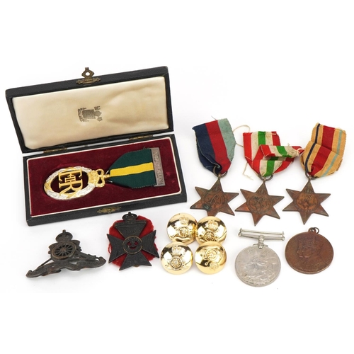 1364 - British military Elizabeth II Territorial Efficiency decoration and various World War II militaria i... 