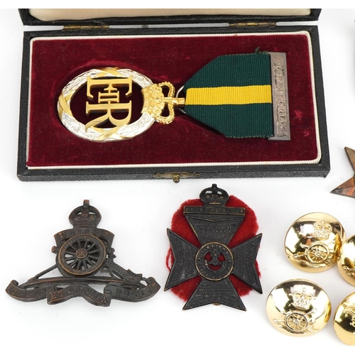 1364 - British military Elizabeth II Territorial Efficiency decoration and various World War II militaria i... 