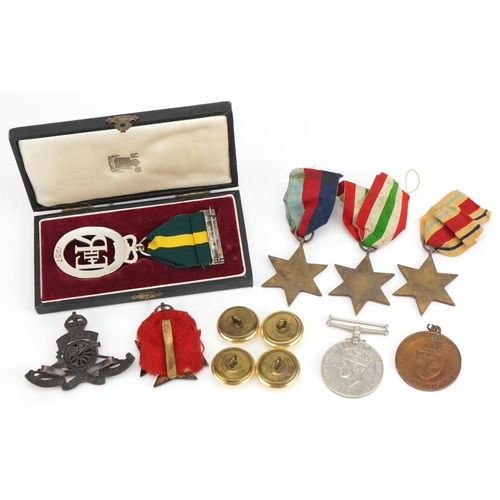 1364 - British military Elizabeth II Territorial Efficiency decoration and various World War II militaria i... 