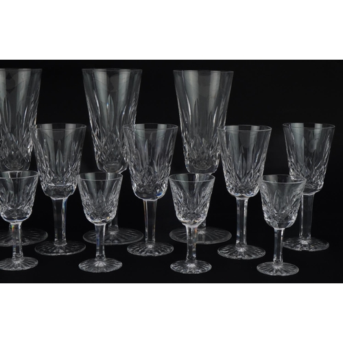 2293 - Waterford Lismore crystal including set of four wine glasses and set of six sherry glasses, the larg... 