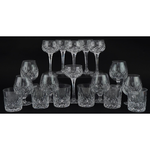 2300 - Three sets of six Royal Brierley Gainsborough glasses including brandy glasses and tumblers, the lar... 