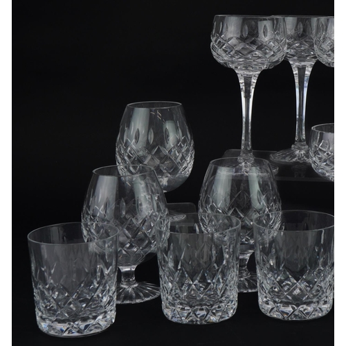 2300 - Three sets of six Royal Brierley Gainsborough glasses including brandy glasses and tumblers, the lar... 