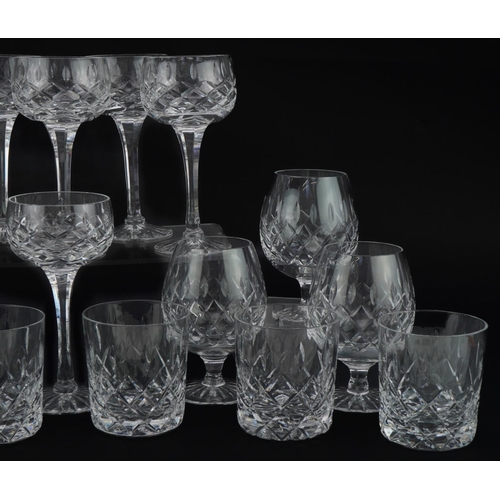 2300 - Three sets of six Royal Brierley Gainsborough glasses including brandy glasses and tumblers, the lar... 