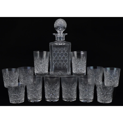 2297 - Thomas Webb crystal comprising two sets of six drinking glasses and decanter, the largest 26cm high