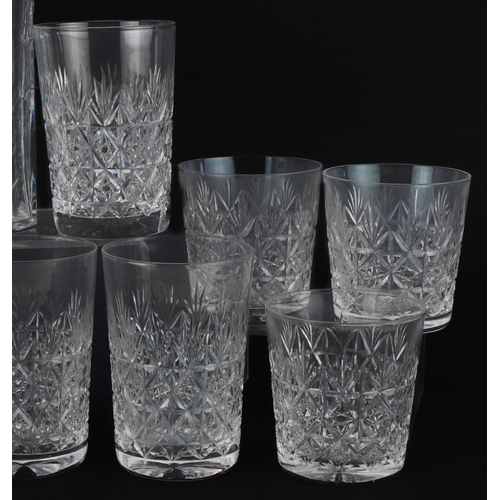 2297 - Thomas Webb crystal comprising two sets of six drinking glasses and decanter, the largest 26cm high