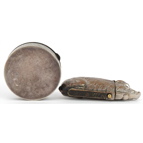 704 - Silver and white metal objects comprising Egyptian Revival money clip, Wilson Carolyn Begay money cl... 