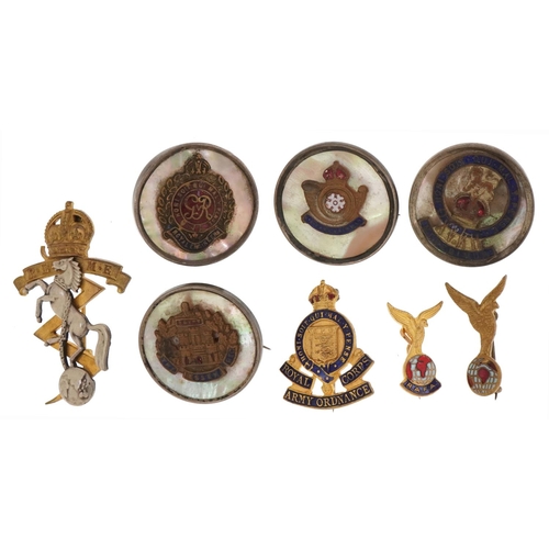 1375 - Military interest badges, four with mother of pearl, including Royal Electrical and Mechanical Engin... 