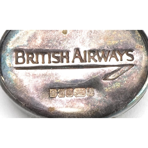 2308 - Aviation interest British Airways Concorde silver memorabilia comprising oval trinket box and three ... 