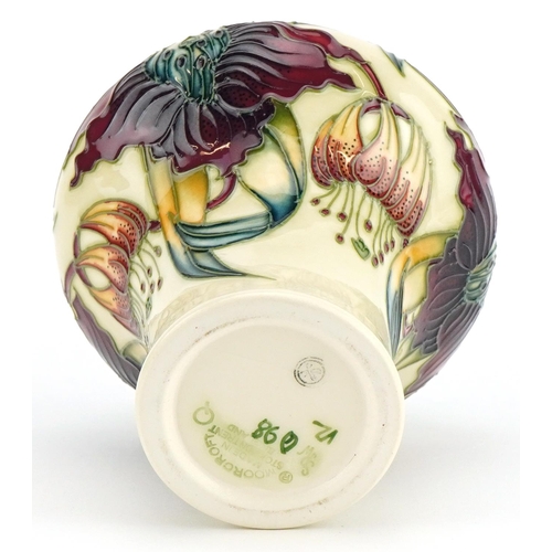 78 - Moorcroft pottery vase hand painted in the Anna Lilly pattern, 14cm high