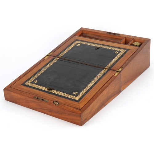 700 - Victorian walnut writing slope with fitted interior, 15cm H x 30cm W x 22.5cm D