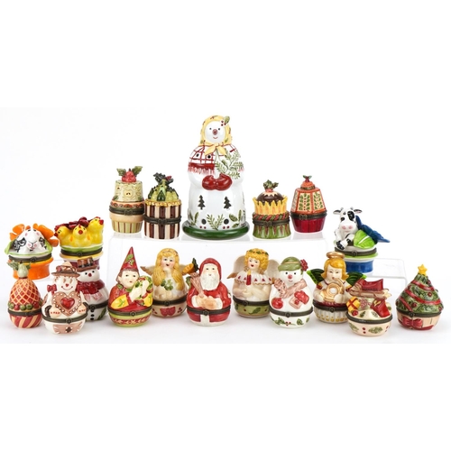 2267 - Eighteen Villeroy & Boch trinket boxes including examples in the form of snowmen, Father Christmas a... 