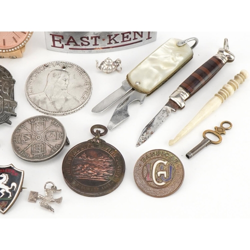 2495 - Sundry items including Royal Masonic Institute For Girls steward's badge, Royal Life Saving Society ... 