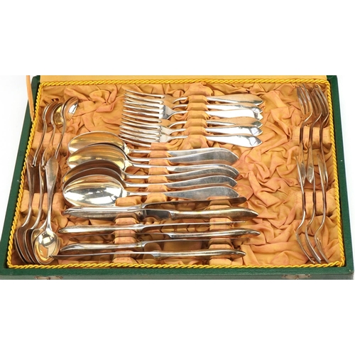 321 - Polish six place canteen of silver cutlery, the canteen inscribed Jubiler, 40cm wide, weighable silv... 