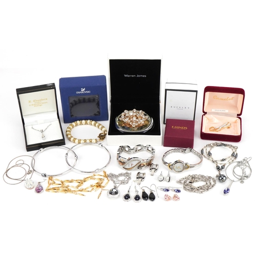 3741 - Vintage and later costume jewellery, some with boxes including Swarovski Crystal, Buckley London, bl... 