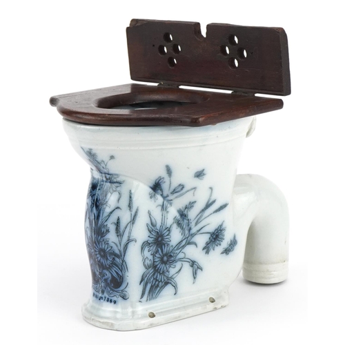 507 - Miniature Victorian Salesman Ivylite toilet with mahogany seat, registration number 247569, 14.5cm h... 